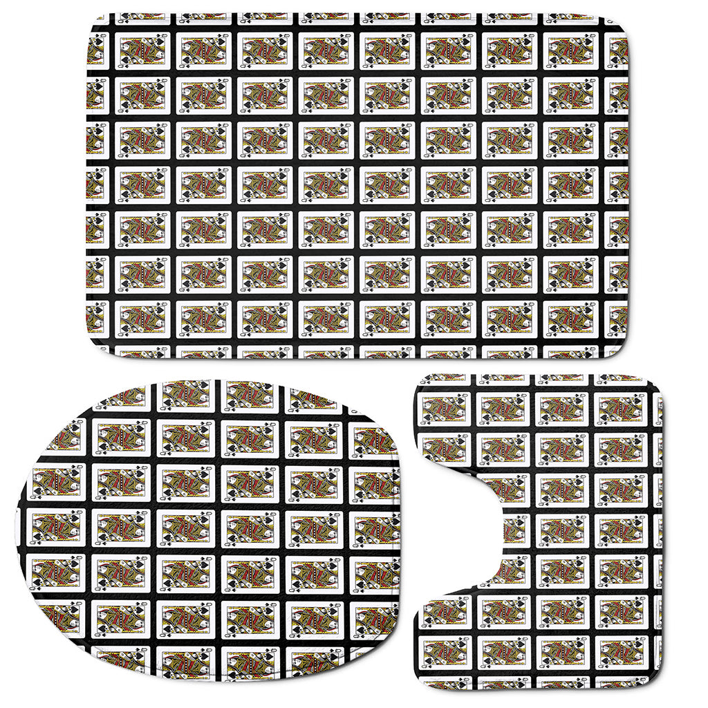 Queen Of Spades Playing Card Pattern Print 3 Piece Bath Mat Set
