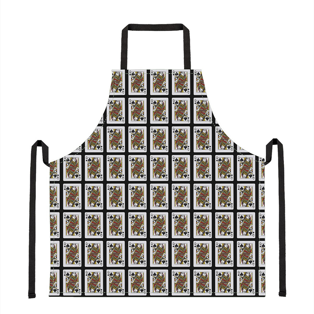 Queen Of Spades Playing Card Pattern Print Apron
