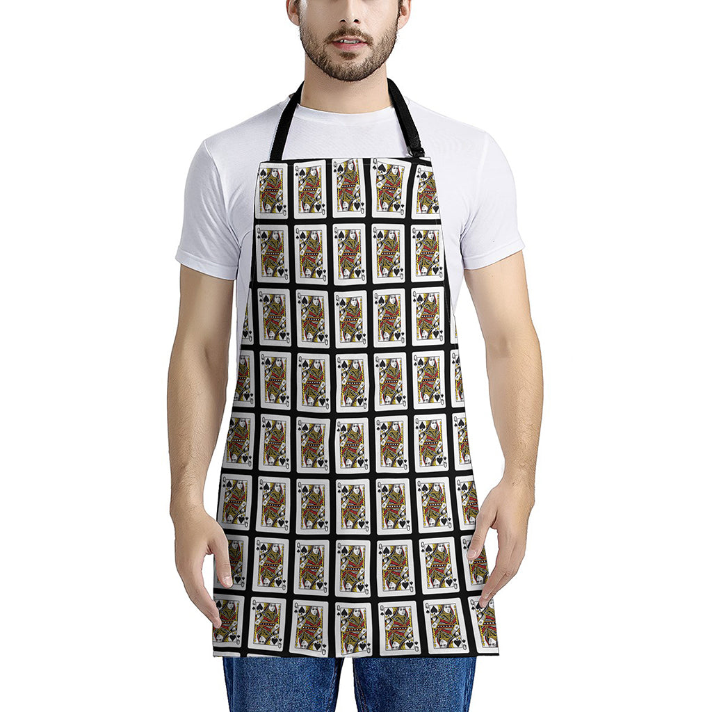 Queen Of Spades Playing Card Pattern Print Apron