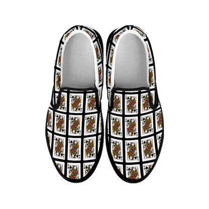 Queen Of Spades Playing Card Pattern Print Black Slip On Shoes
