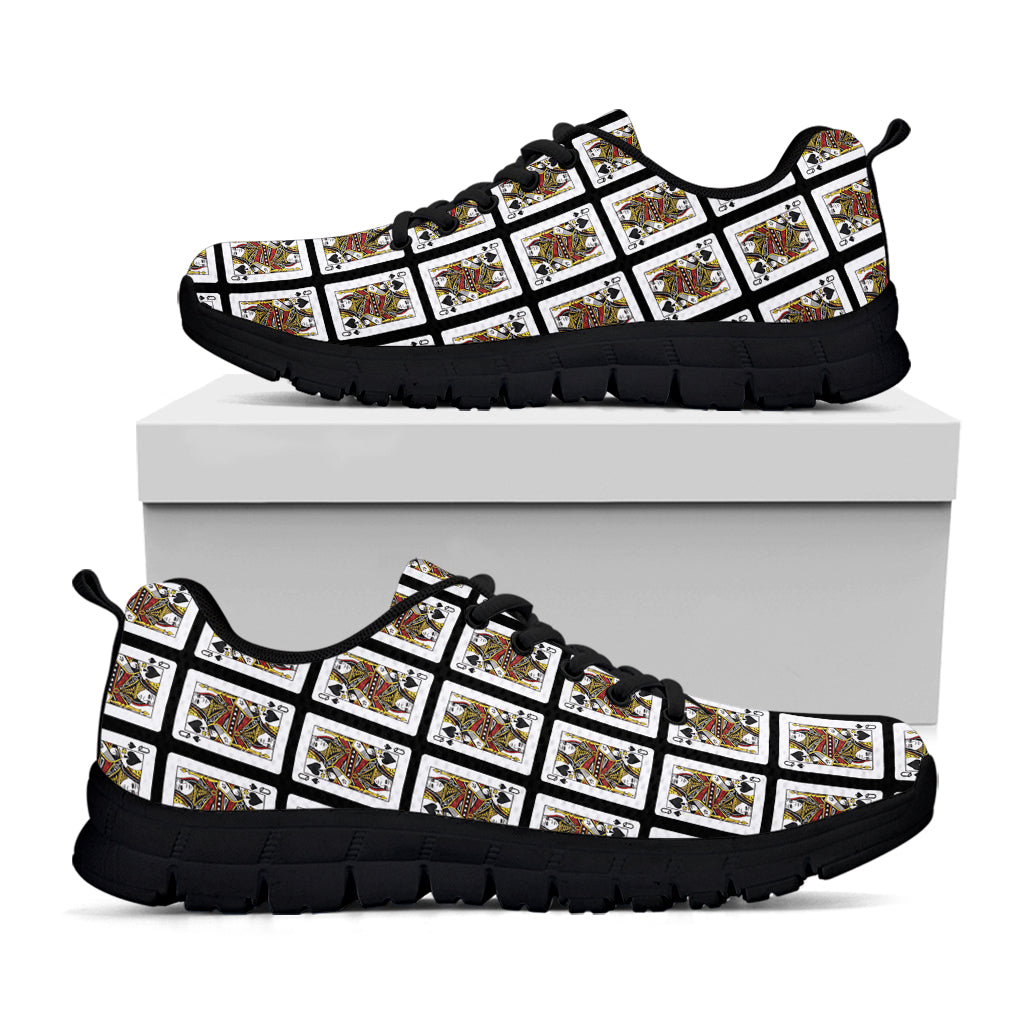 Queen Of Spades Playing Card Pattern Print Black Sneakers