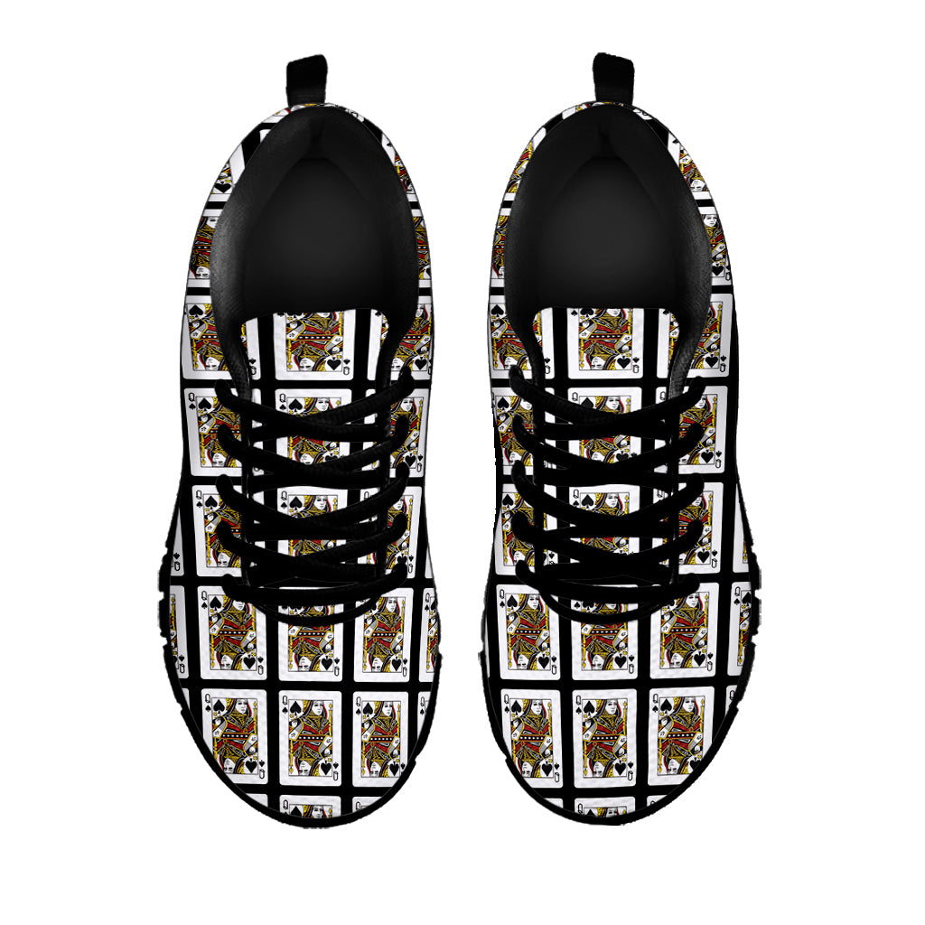 Queen Of Spades Playing Card Pattern Print Black Sneakers