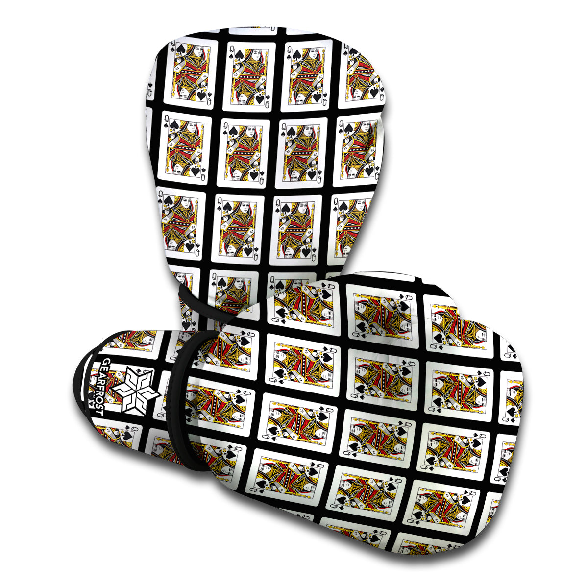 Queen Of Spades Playing Card Pattern Print Boxing Gloves