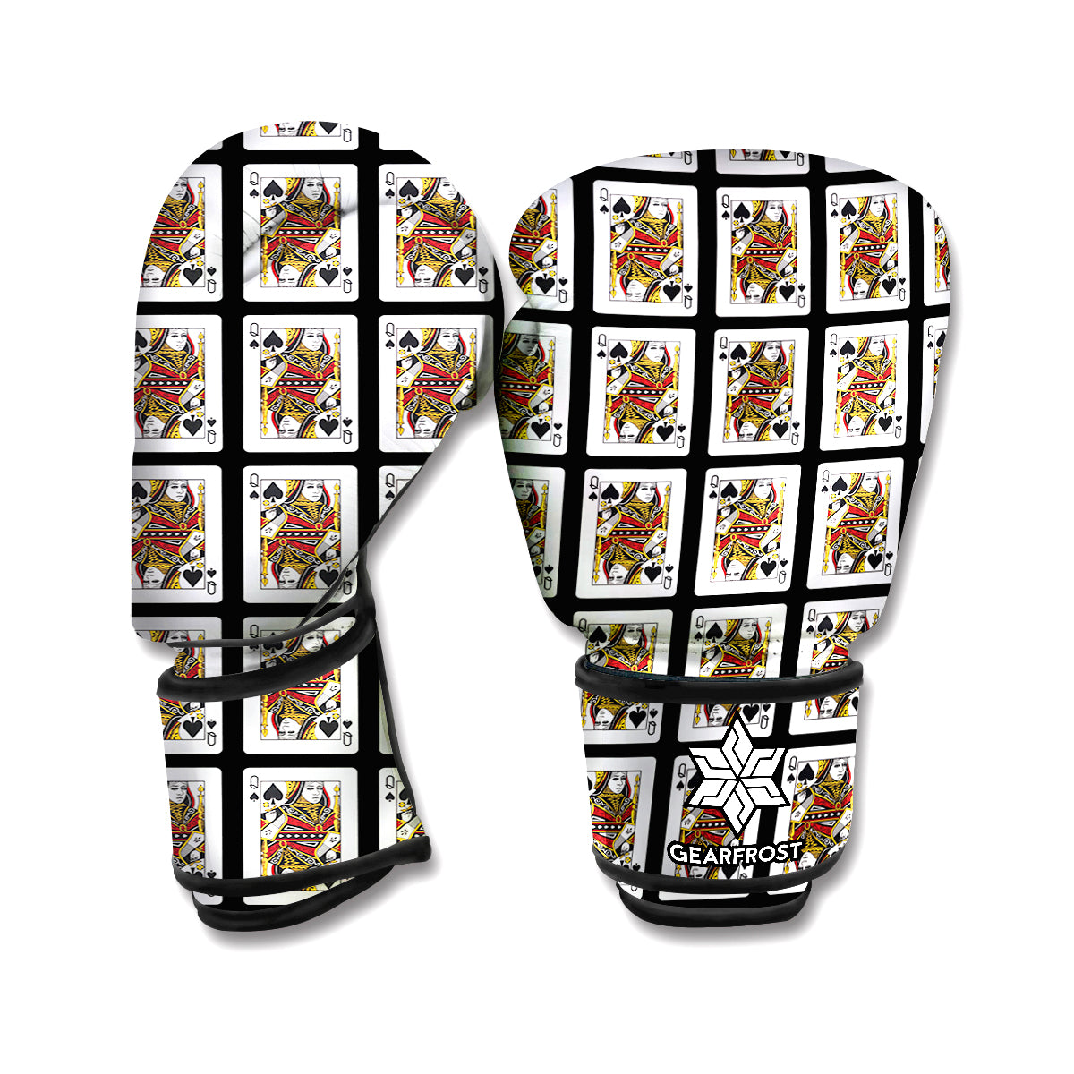 Queen Of Spades Playing Card Pattern Print Boxing Gloves
