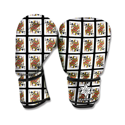 Queen Of Spades Playing Card Pattern Print Boxing Gloves