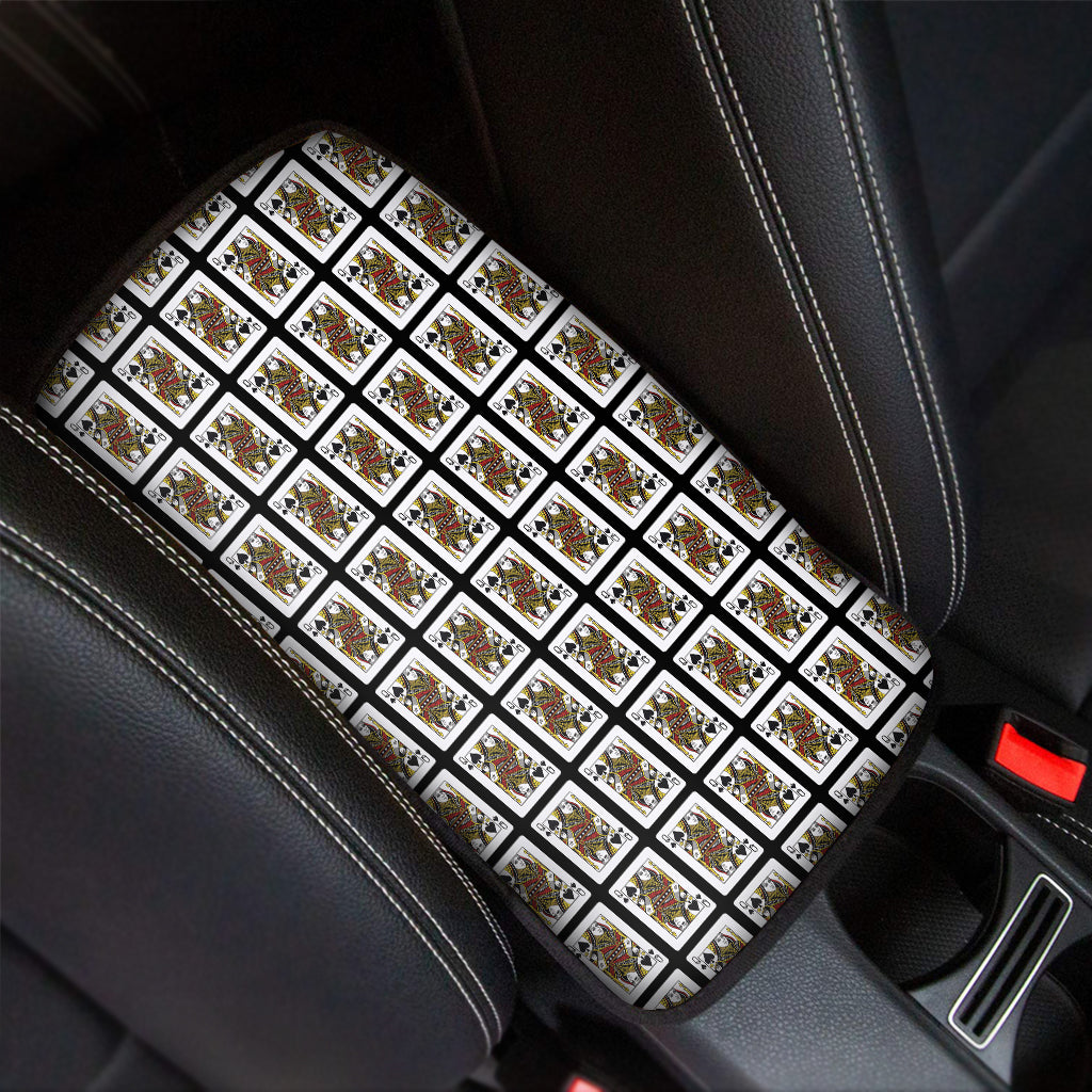Queen Of Spades Playing Card Pattern Print Car Center Console Cover