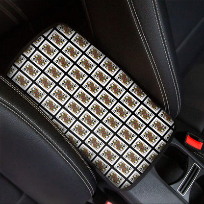 Queen Of Spades Playing Card Pattern Print Car Center Console Cover