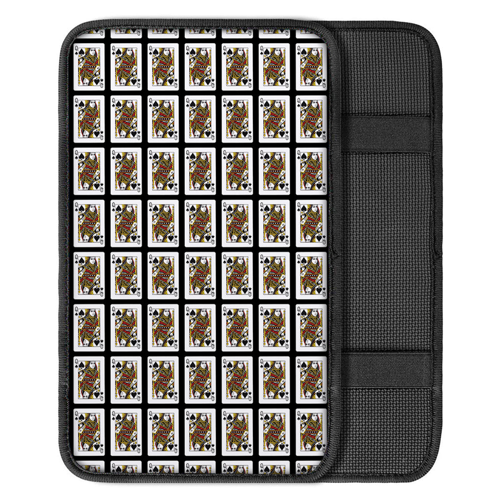 Queen Of Spades Playing Card Pattern Print Car Center Console Cover
