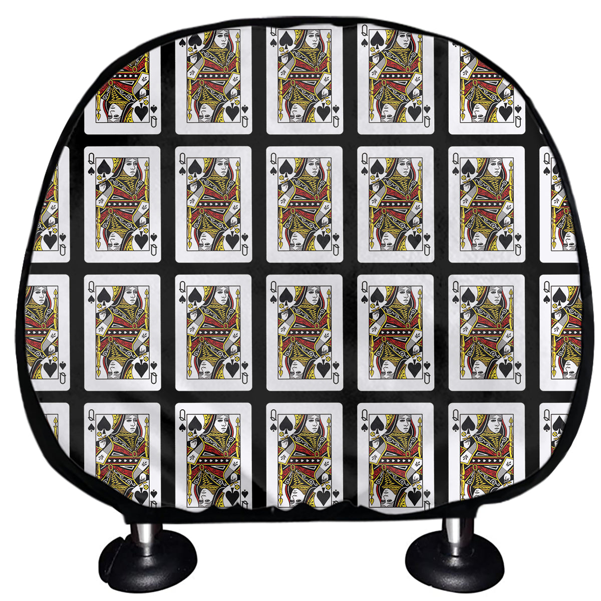 Queen Of Spades Playing Card Pattern Print Car Headrest Covers