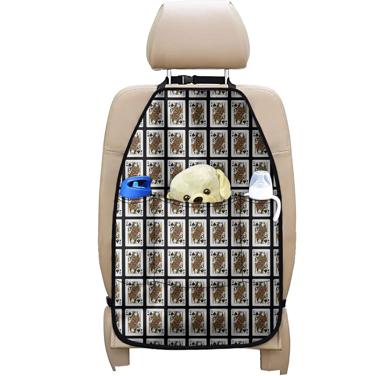 Queen Of Spades Playing Card Pattern Print Car Seat Organizers