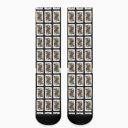 Queen Of Spades Playing Card Pattern Print Crew Socks