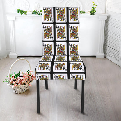 Queen Of Spades Playing Card Pattern Print Dining Chair Slipcover