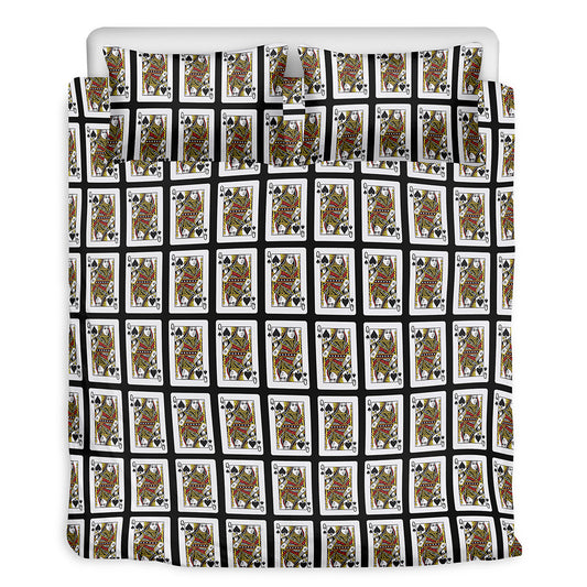 Queen Of Spades Playing Card Pattern Print Duvet Cover Bedding Set