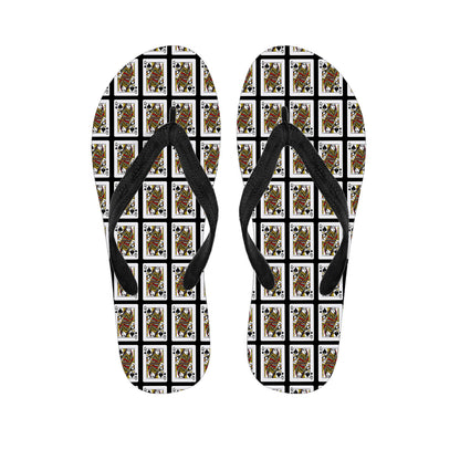 Queen Of Spades Playing Card Pattern Print Flip Flops