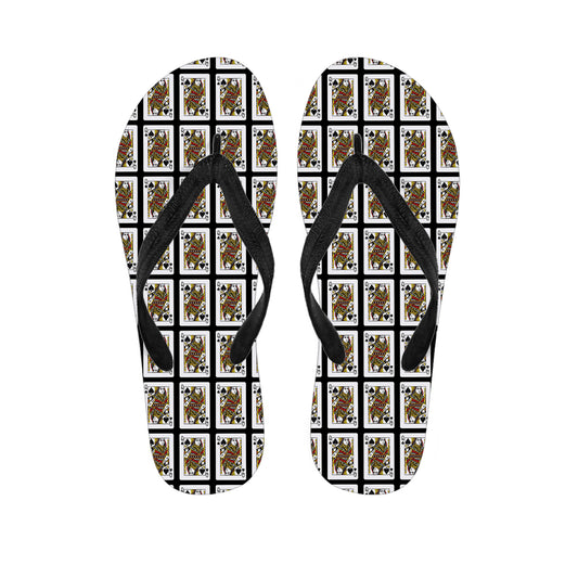 Queen Of Spades Playing Card Pattern Print Flip Flops