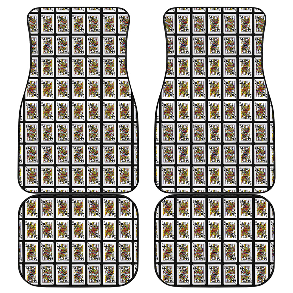 Queen Of Spades Playing Card Pattern Print Front and Back Car Floor Mats