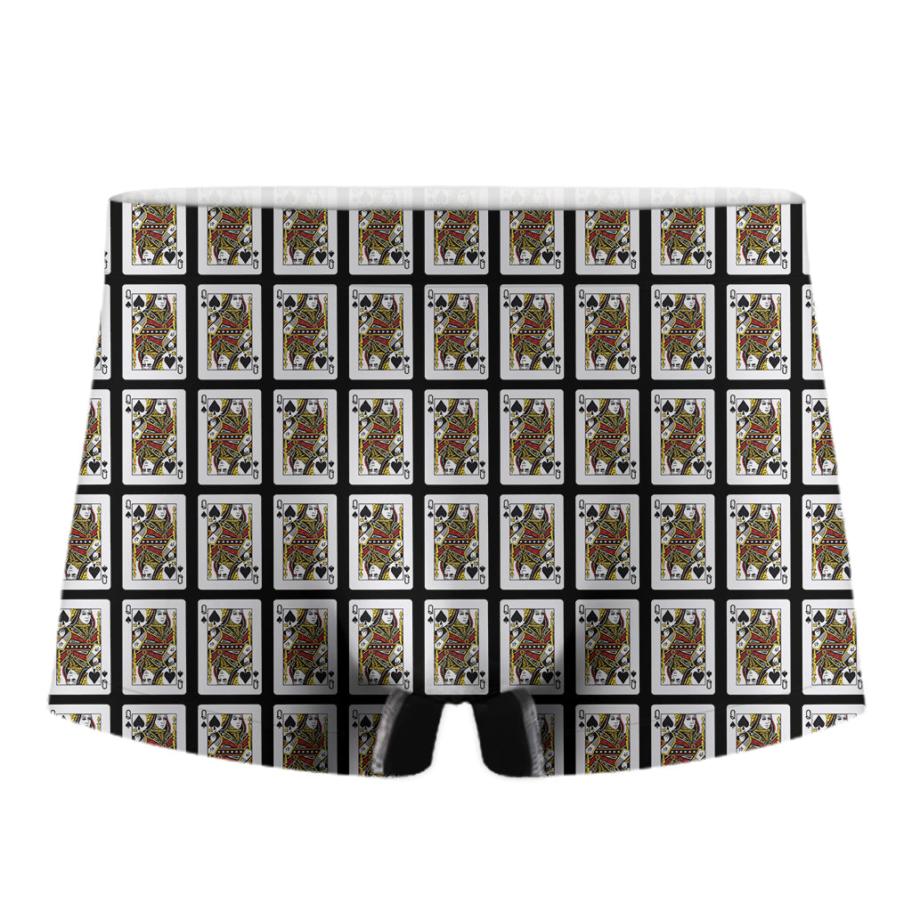 Queen Of Spades Playing Card Pattern Print Men's Boxer Briefs