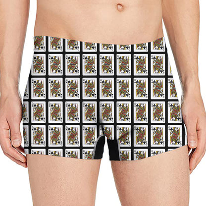 Queen Of Spades Playing Card Pattern Print Men's Boxer Briefs