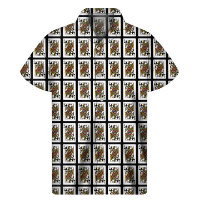 Queen Of Spades Playing Card Pattern Print Men's Short Sleeve Shirt