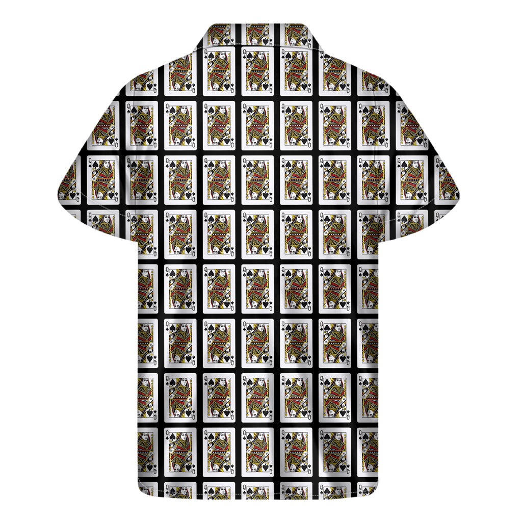 Queen Of Spades Playing Card Pattern Print Men's Short Sleeve Shirt