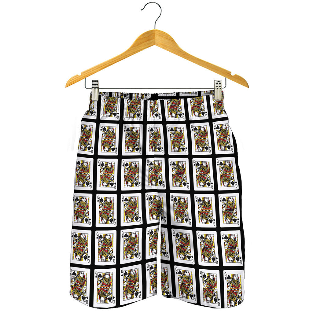 Queen Of Spades Playing Card Pattern Print Men's Shorts