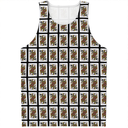 Queen Of Spades Playing Card Pattern Print Men's Tank Top