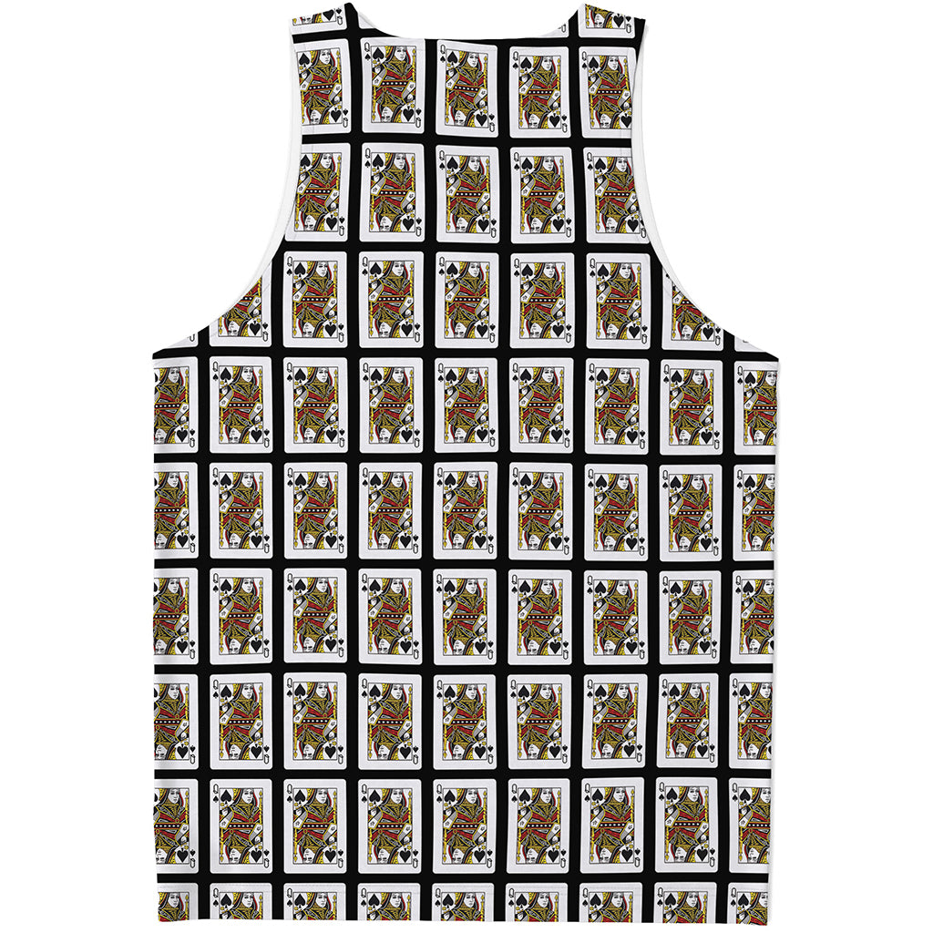 Queen Of Spades Playing Card Pattern Print Men's Tank Top