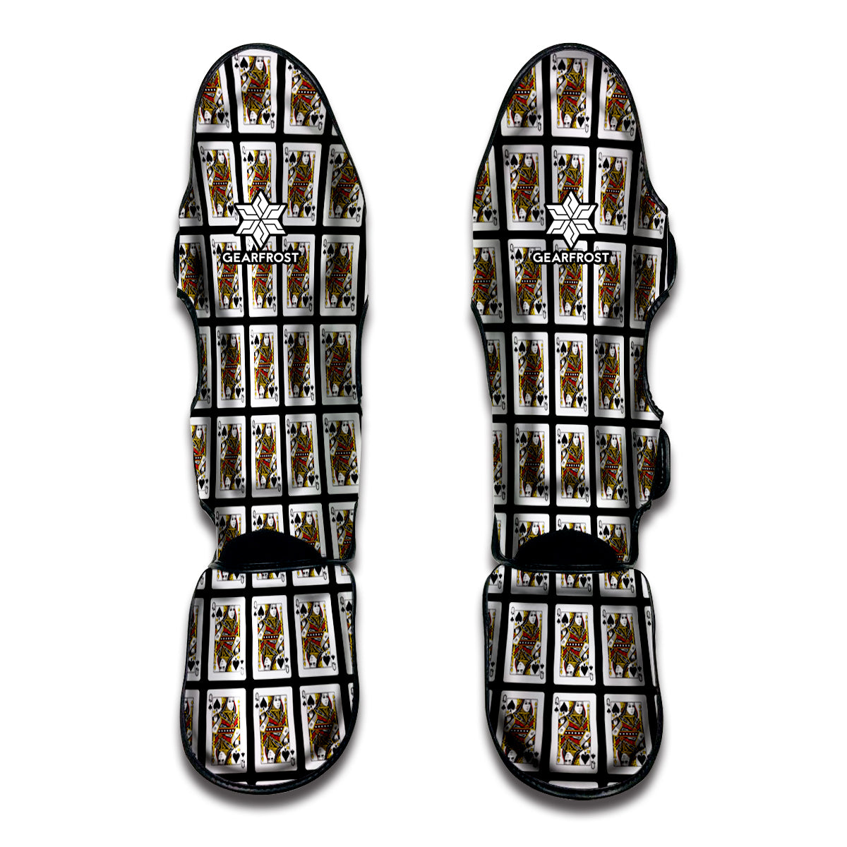 Queen Of Spades Playing Card Pattern Print Muay Thai Shin Guard