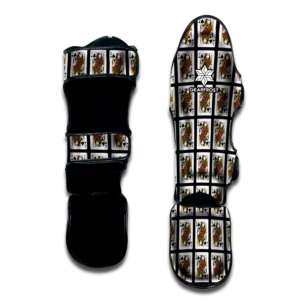 Queen Of Spades Playing Card Pattern Print Muay Thai Shin Guard