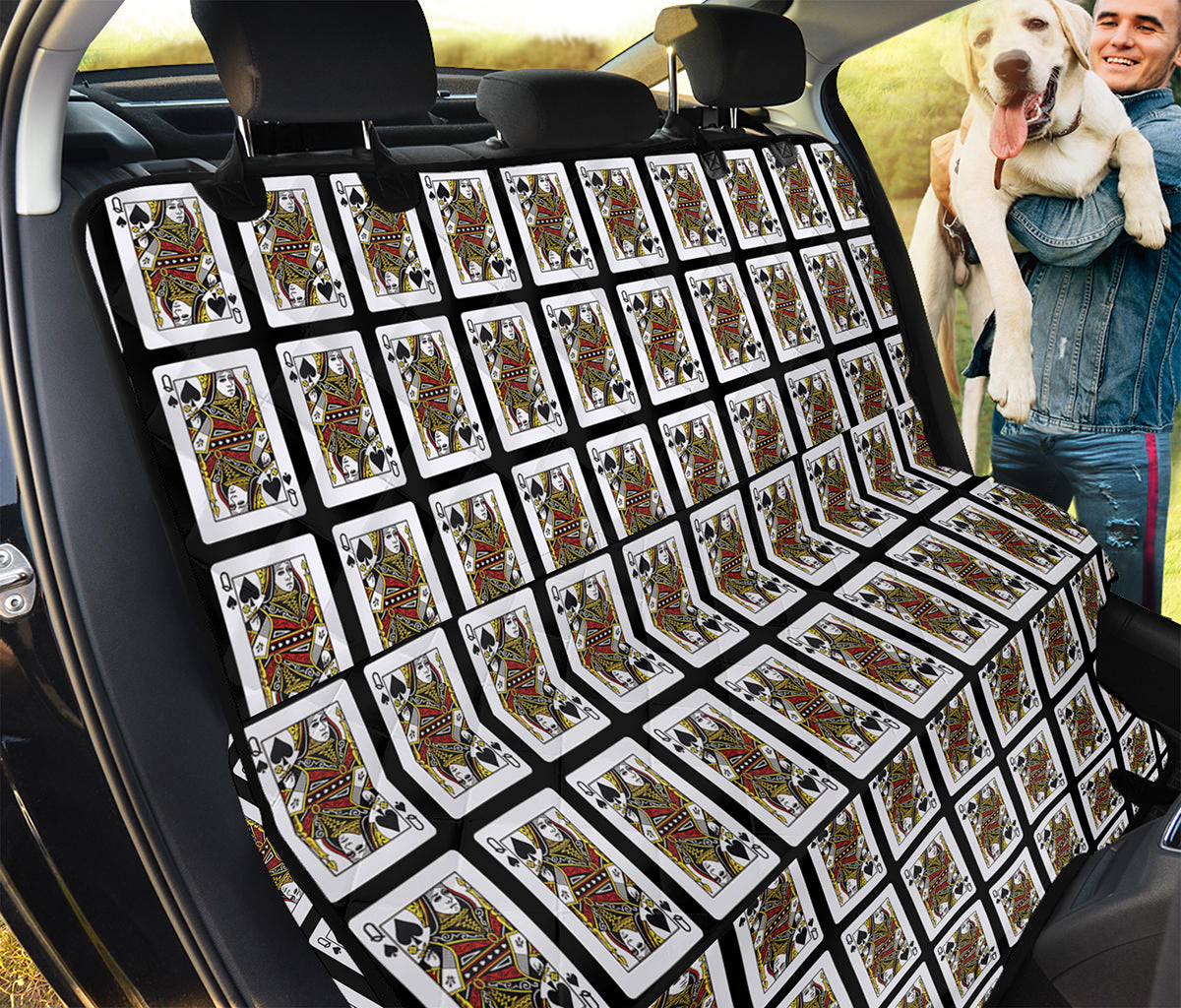 Queen Of Spades Playing Card Pattern Print Pet Car Back Seat Cover