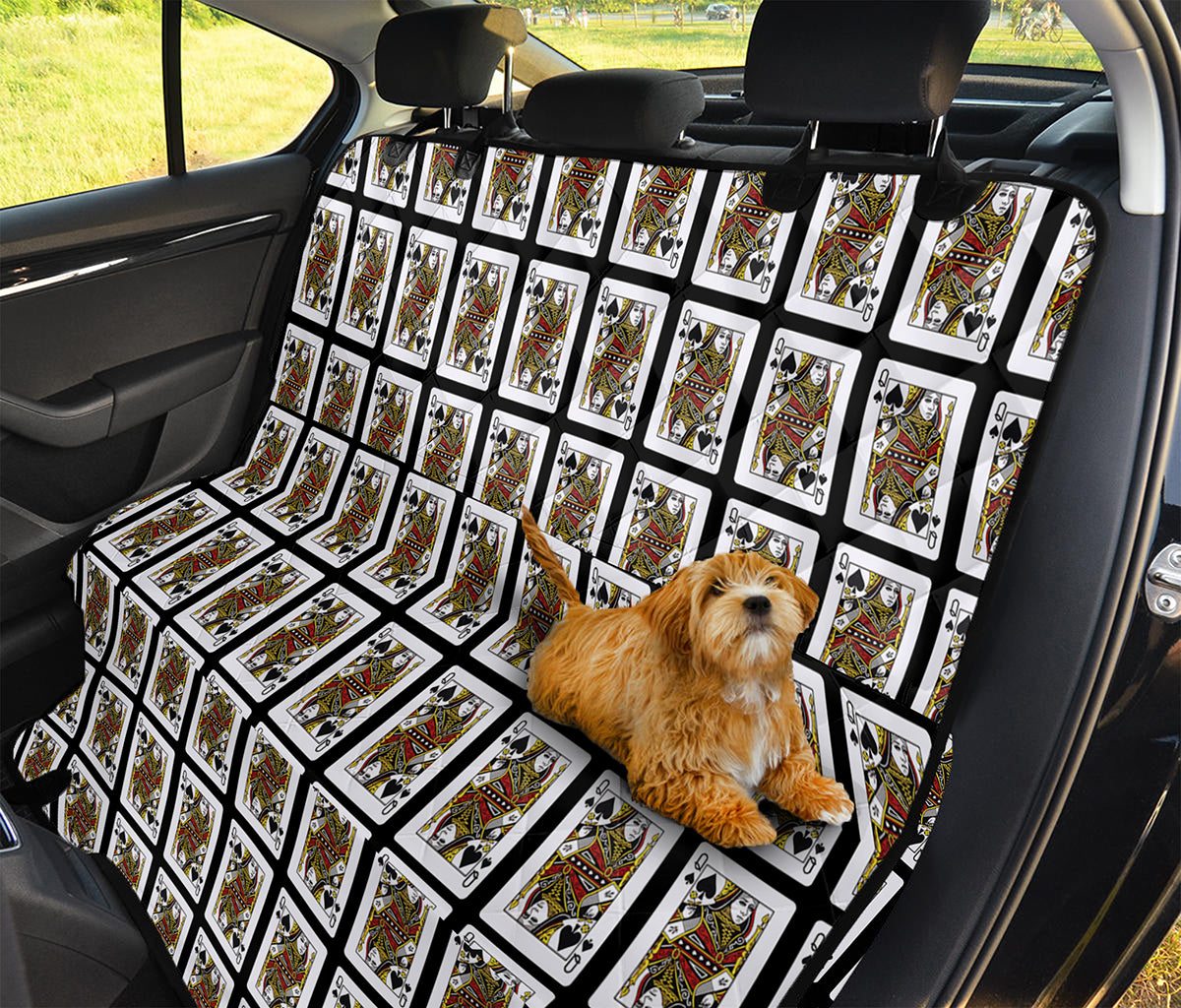 Queen Of Spades Playing Card Pattern Print Pet Car Back Seat Cover