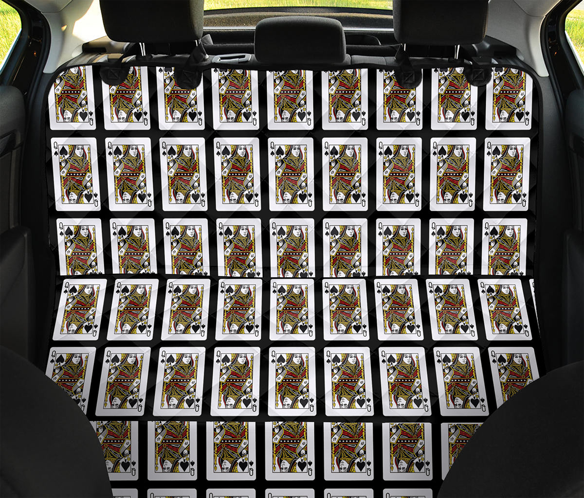 Queen Of Spades Playing Card Pattern Print Pet Car Back Seat Cover