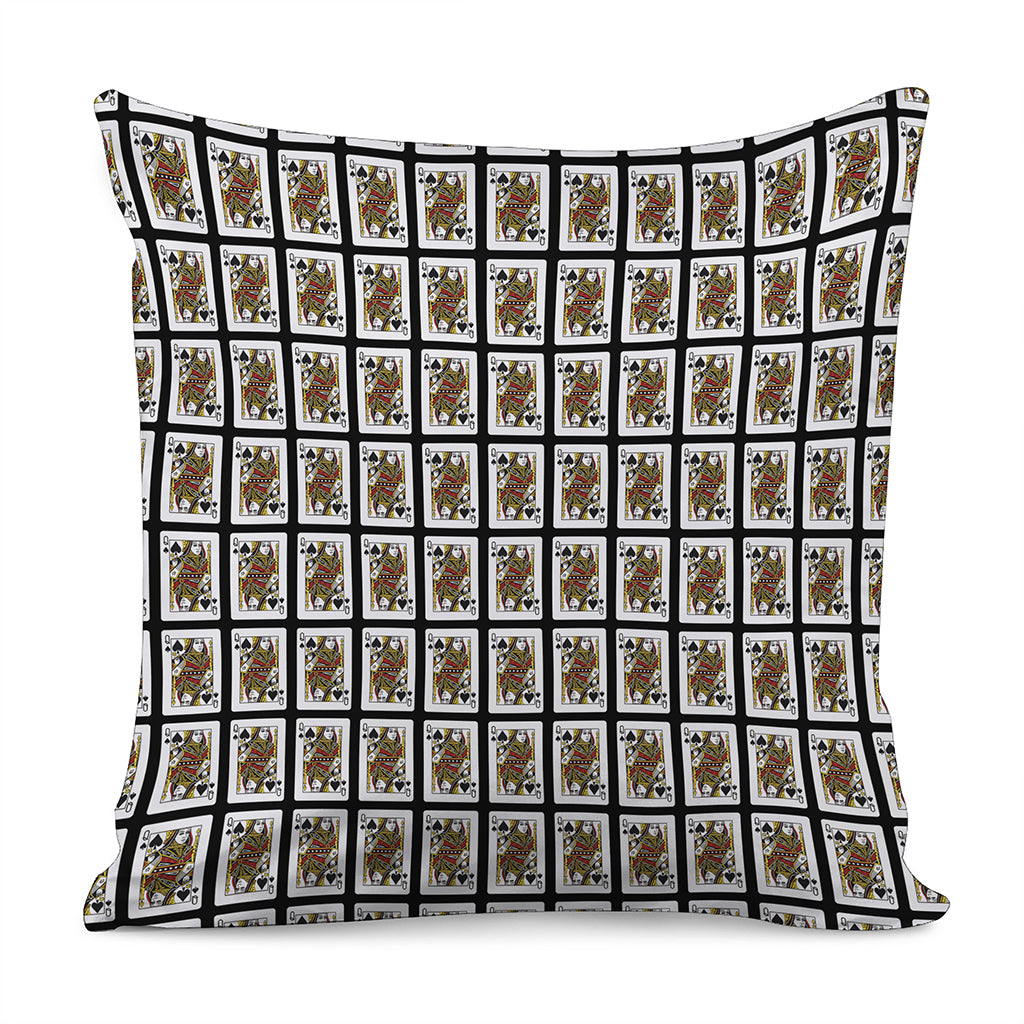 Queen Of Spades Playing Card Pattern Print Pillow Cover