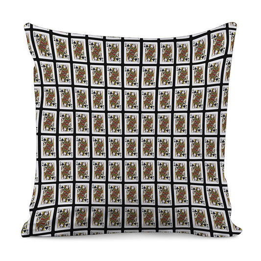 Queen Of Spades Playing Card Pattern Print Pillow Cover