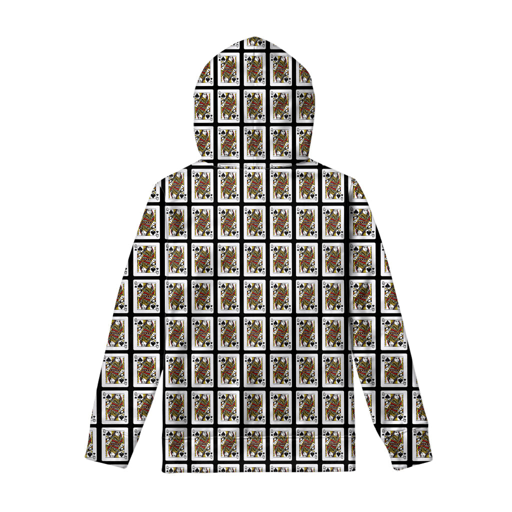 Queen Of Spades Playing Card Pattern Print Pullover Hoodie