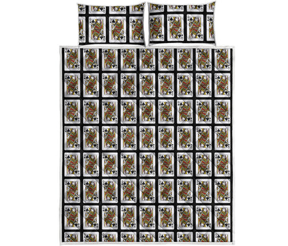 Queen Of Spades Playing Card Pattern Print Quilt Bed Set