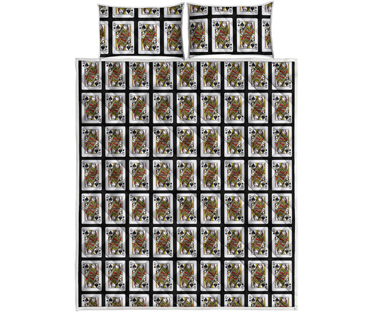 Queen Of Spades Playing Card Pattern Print Quilt Bed Set