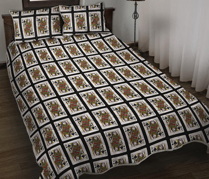 Queen Of Spades Playing Card Pattern Print Quilt Bed Set