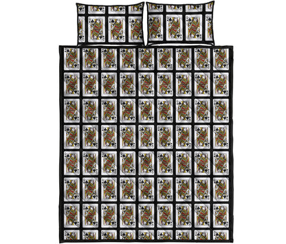 Queen Of Spades Playing Card Pattern Print Quilt Bed Set