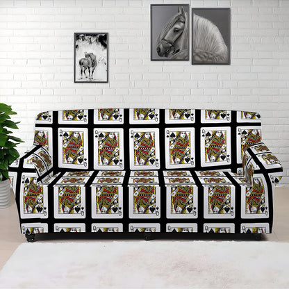 Queen Of Spades Playing Card Pattern Print Sofa Cover