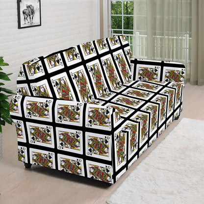 Queen Of Spades Playing Card Pattern Print Sofa Cover