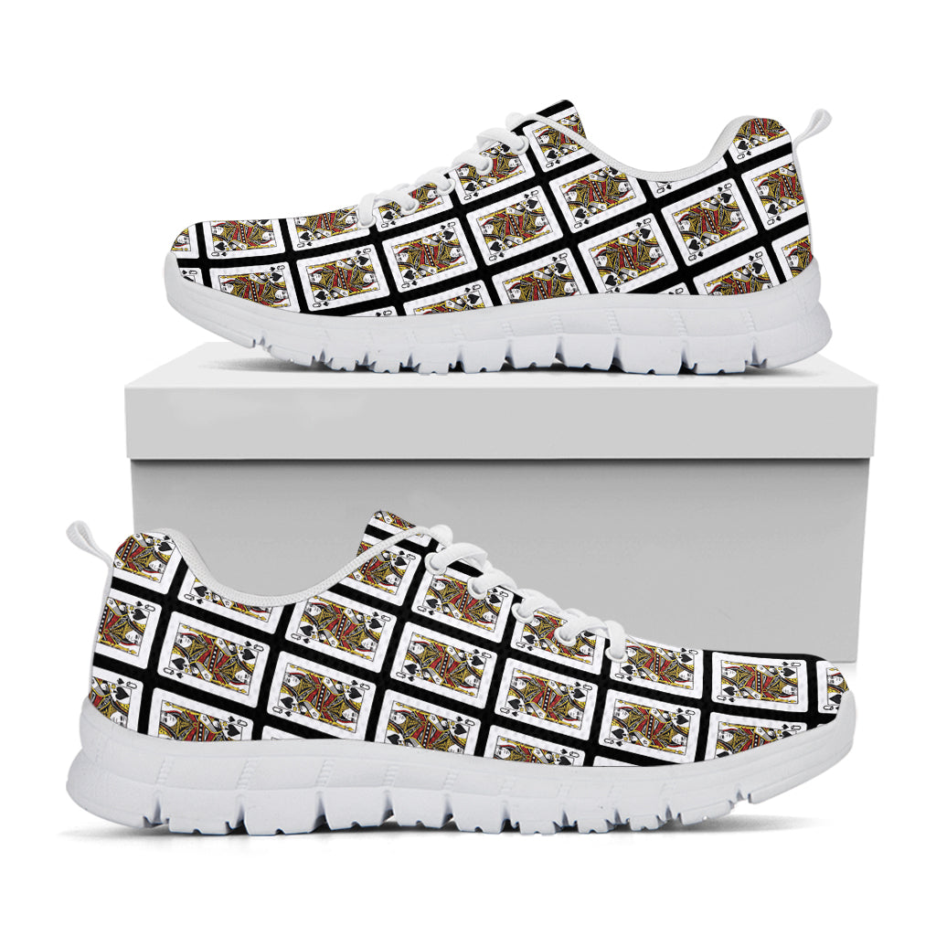 Queen Of Spades Playing Card Pattern Print White Sneakers