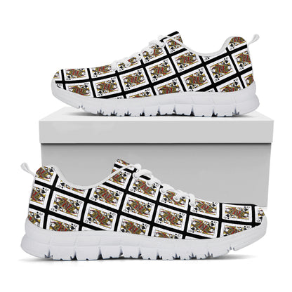 Queen Of Spades Playing Card Pattern Print White Sneakers