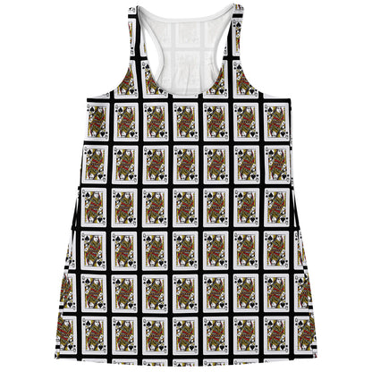 Queen Of Spades Playing Card Pattern Print Women's Racerback Tank Top
