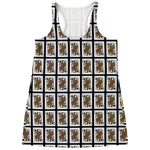 Queen Of Spades Playing Card Pattern Print Women's Racerback Tank Top
