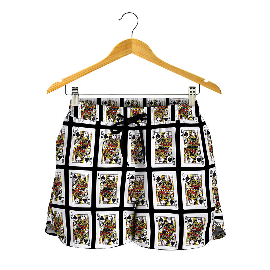 Queen Of Spades Playing Card Pattern Print Women's Shorts