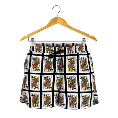 Queen Of Spades Playing Card Pattern Print Women's Shorts
