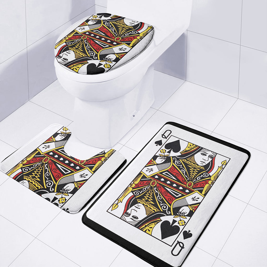 Queen Of Spades Playing Card Print 3 Piece Bath Mat Set