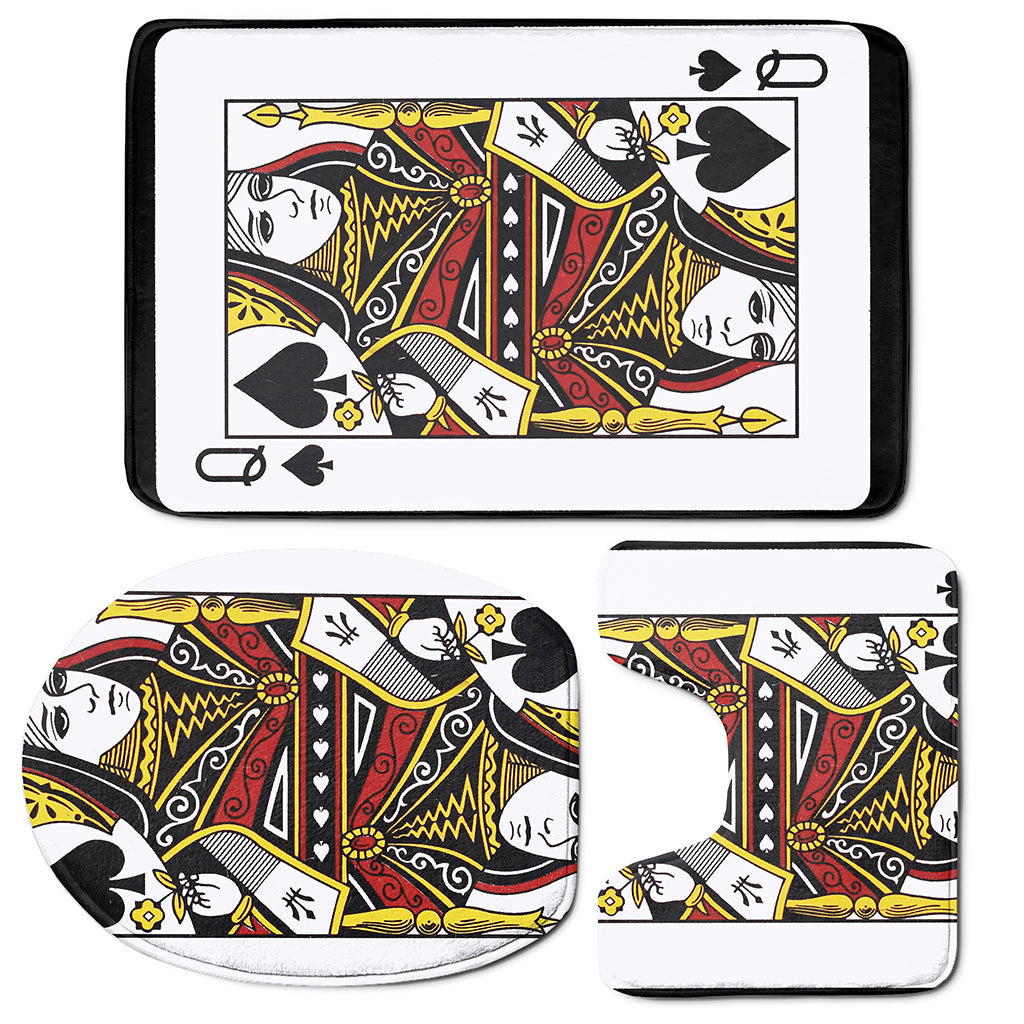 Queen Of Spades Playing Card Print 3 Piece Bath Mat Set