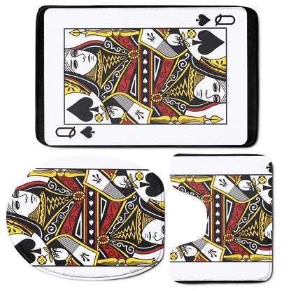 Queen Of Spades Playing Card Print 3 Piece Bath Mat Set